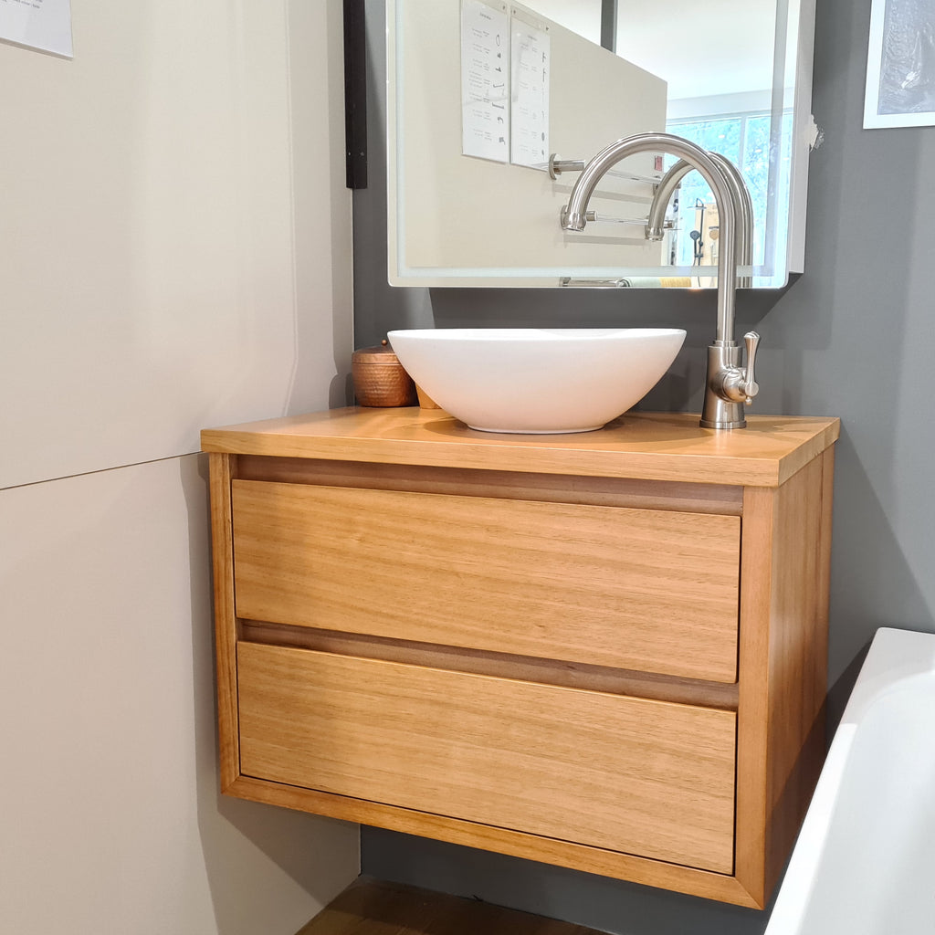 Buy Sahara 750mm Wall Hung Natural Messmate Timber Bathroom Vanity ...