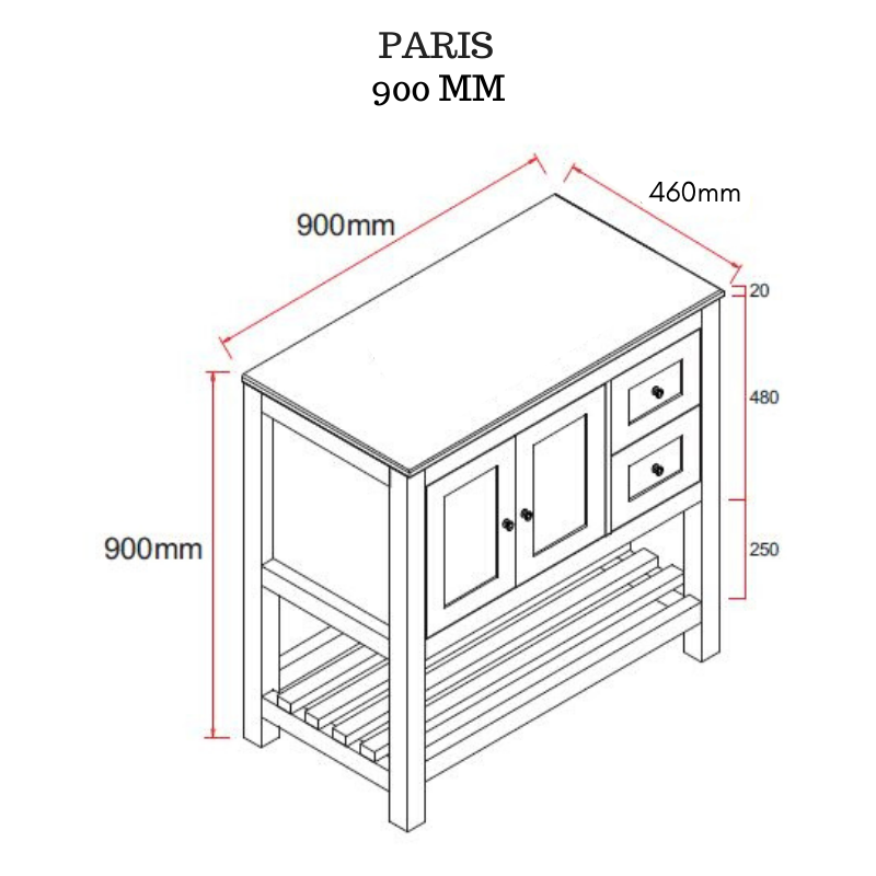 PARIS 900mm Bathroom Vanity