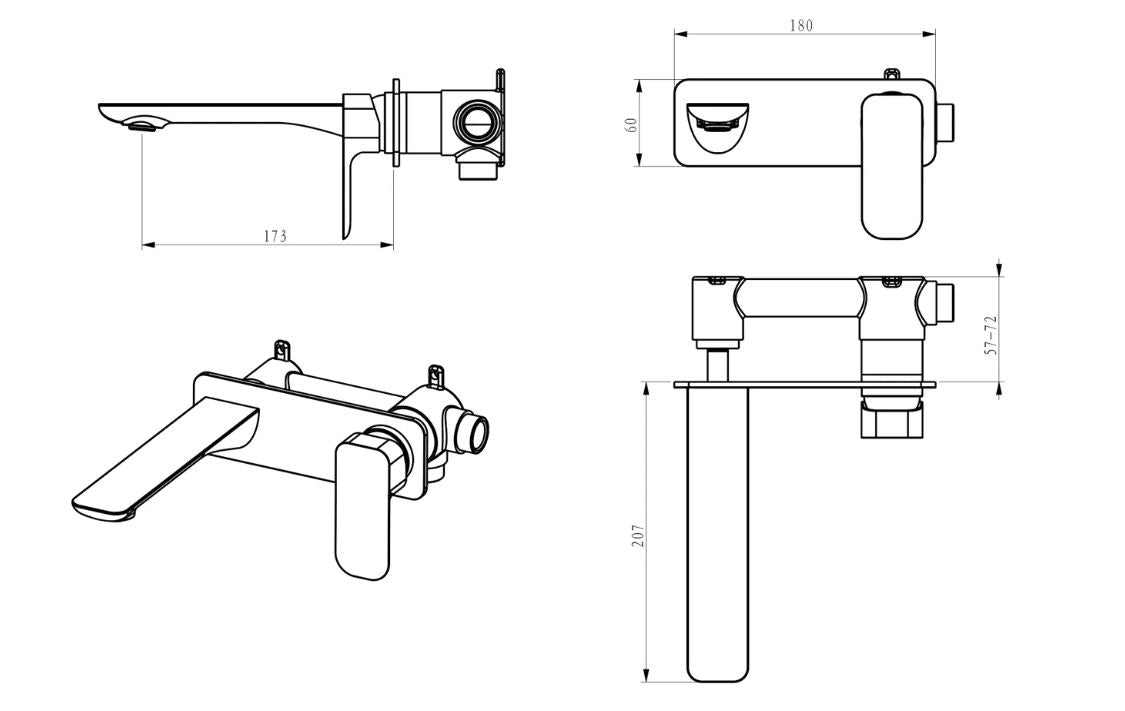 Oskar Wall Basin Mixer with Spout