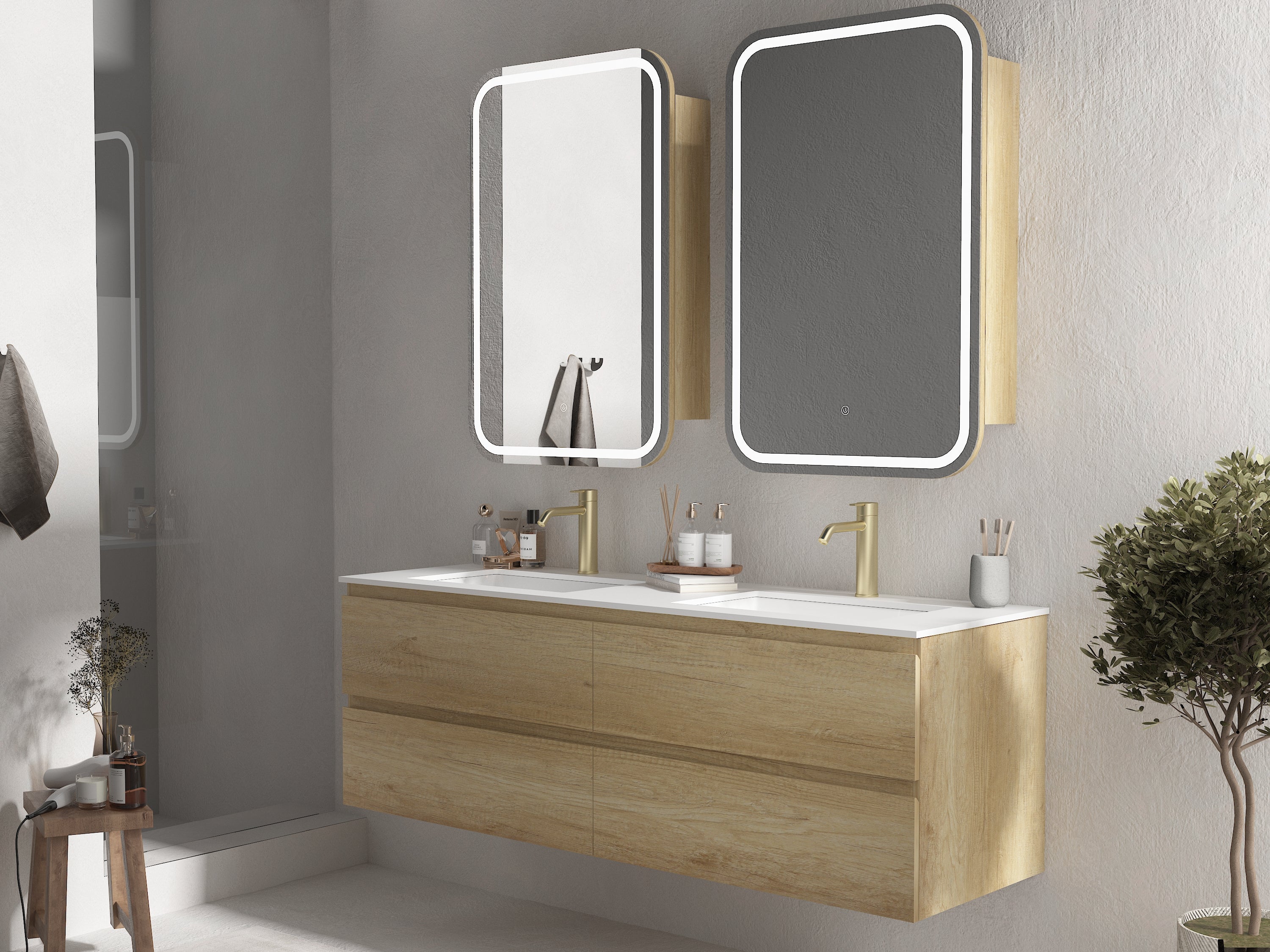 Grove Wall Hung 1500mm Single Basin Natural Oak Vanity