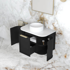 HAMPSHIRE 900MM SATIN BLACK WALL HUNG CURVE VANITY