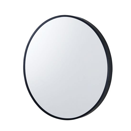 Black Aluminium Framed Round Bathroom Wall Mirror with Brackets 600*600*40mm