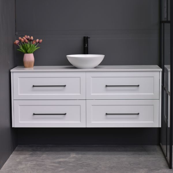 Lily Wall Hung 1500mm Hampton Shaker Style Single Basin Bathroom Vanity