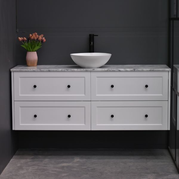 Lily Wall Hung 1500mm Hampton Shaker Style Single Basin Bathroom Vanity