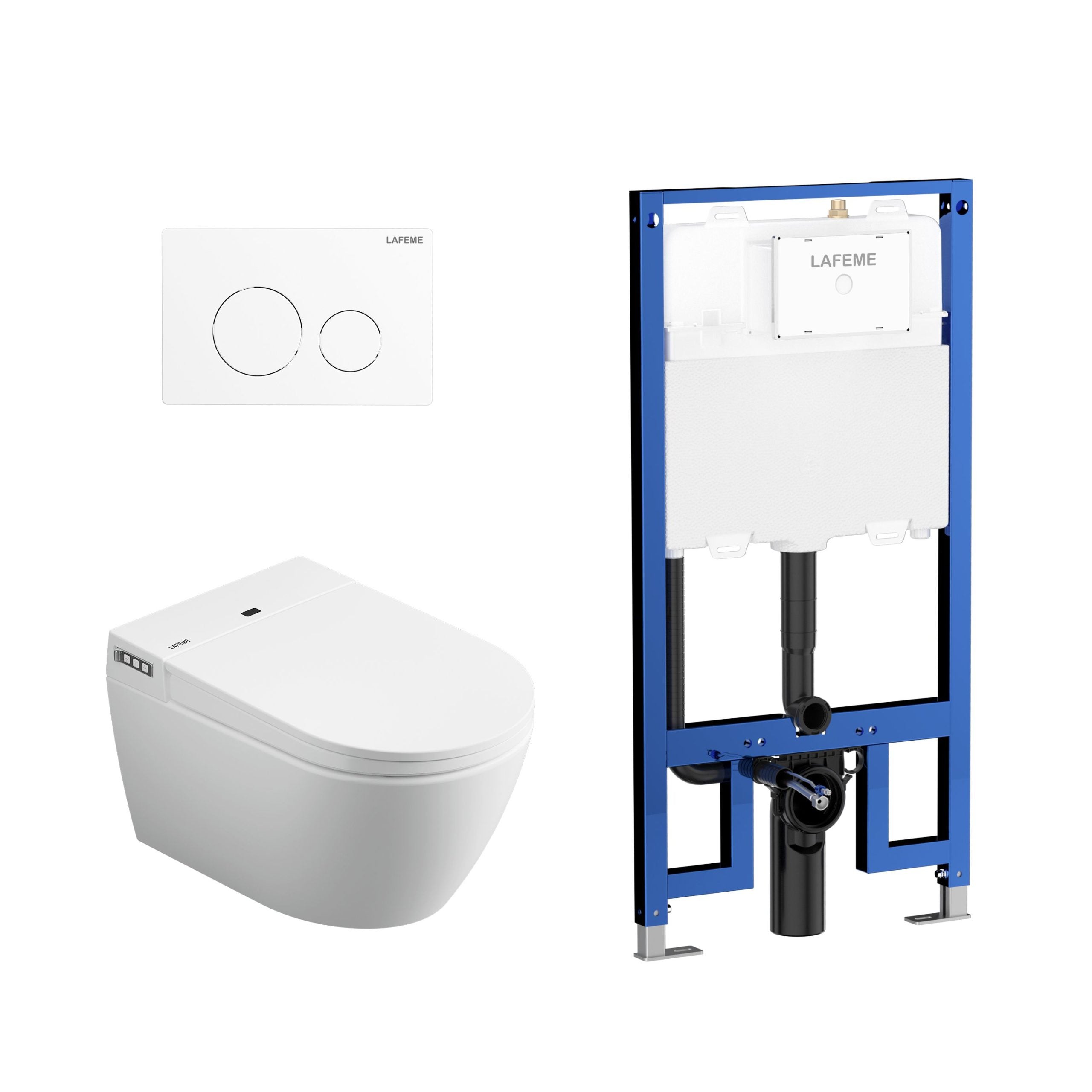 AULIC Sesto Wall Hung Rimless Smart Toilet with flush plate