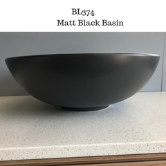 BL374 Round top mount Matte Black basin