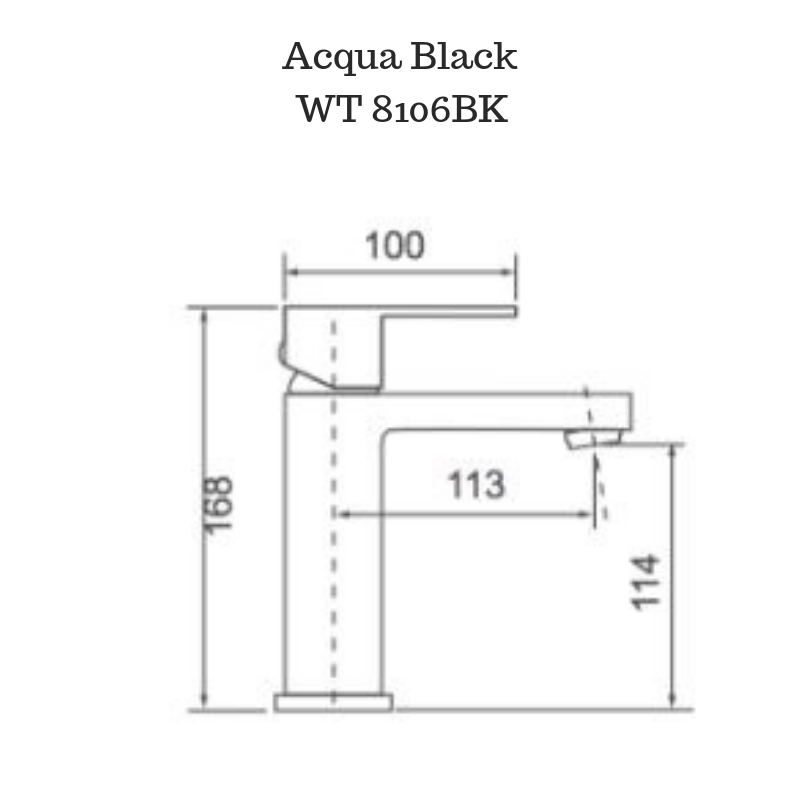 Square Basin mixer Matte Black - WT 8106BK