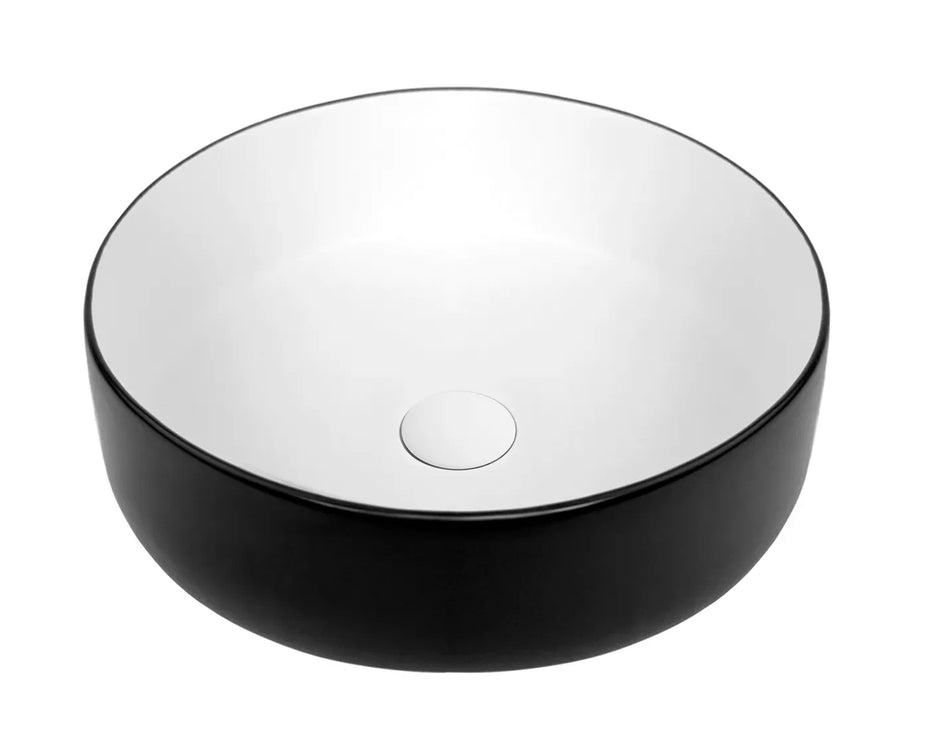 Radius Ultra Slim Round Basin Matte White and Black 355mm