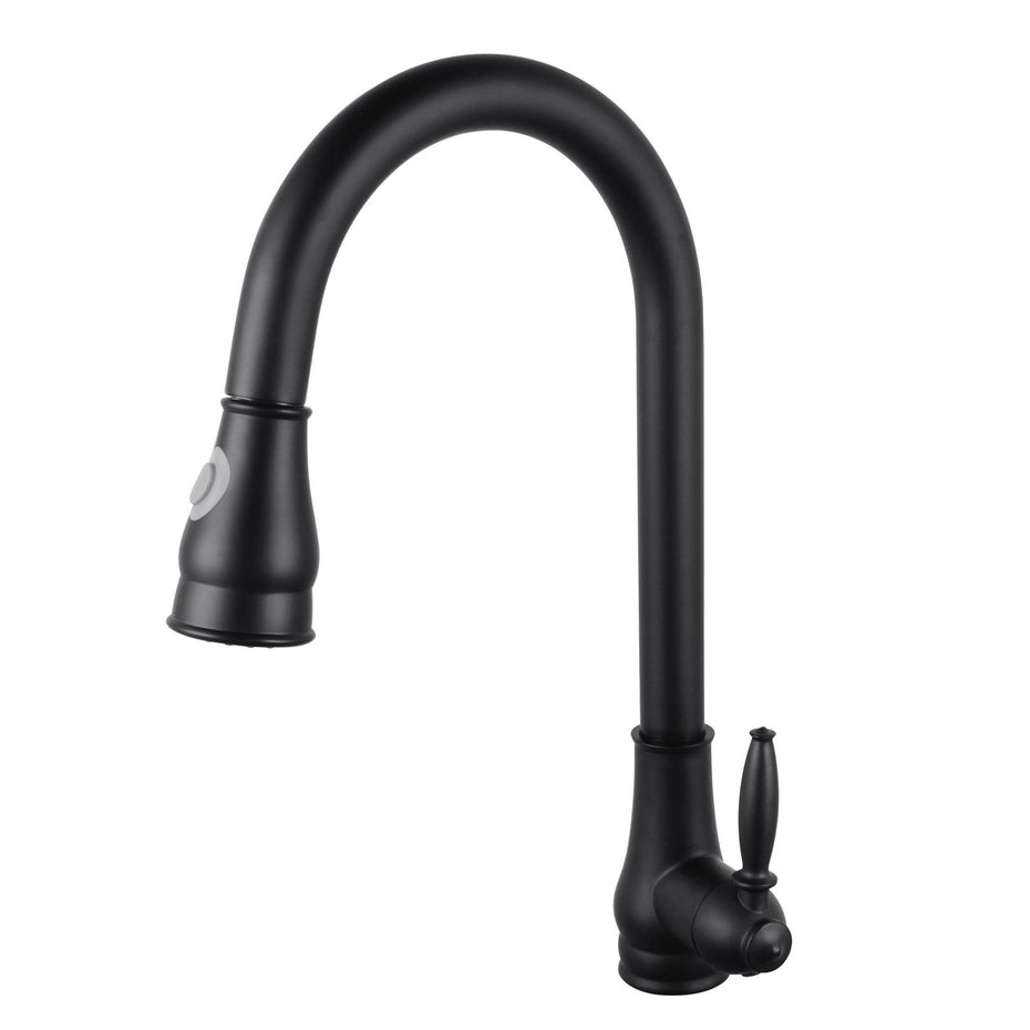 Round Black Vintage Pull Out Kitchen Sink Mixer Tap OX1018.KM